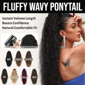 Fluffy Wavy Ponytail Clip-On Curly Ponytail Hair Extension Big Wave Curly Elegant Wig Natural Realistic Convenient Horsetail Wig