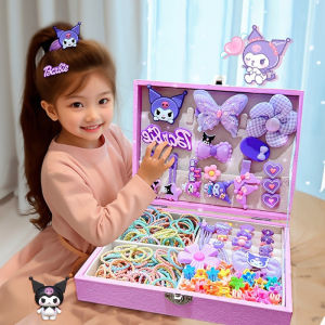 156PCS Set Kawaii Hair Ties Anime Hair Ring Ornaments Cinnamoroll My Melody Kuromi Hair Rope Cartoon Accessories Girl Gift Hair Ties High Elastic Rubber Band Baby Girl Hair Tie