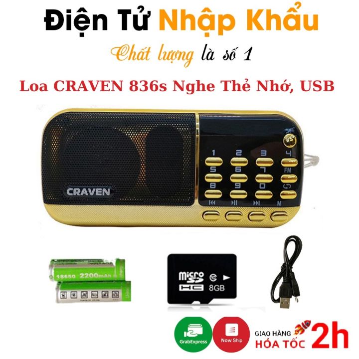 Loa Đài Craven 836s Nghe Thẻ Nhớ, USB, FM, Máy Nghe Nhạc Mini Tắm Ngôn ...
