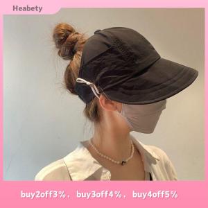 Heabety Foldable Wide Brim Ponytail Sun Hat Adjustable Cap Summer Quick-dry Visor Fisherman Cap For Women Beach Hat