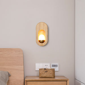 Modern and minimalist Nordic wall lamp bedside lamp bedroom LED solid wood corridor lamp hotel wall lamp