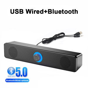 Computer Wired Bluetooth Speakers 3.5MM Audio Sound Speaker Wired USB-Powered PC Speakers Stereo SoundGaming Sound-bar Speakers For PC Desktop Computer Laptop