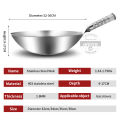 Fypo 1.8mm Thick 430 Stainless Steel Wok Chinese Pot Handmade Wok Traditional Non Stick Gas Wok Cooker frying Pan. 