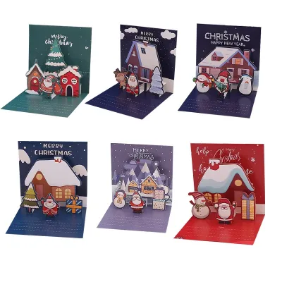 [💎SG 1-2 Days Delivery] 🎄6 Pcs Set Christmas Greeting Card Creative Holiday Card Gift Folding Card Xmas Cards Wishes