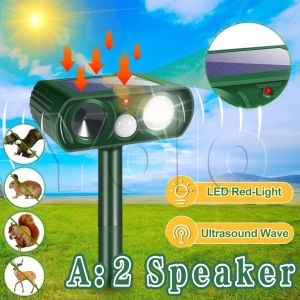 Solar Ultrasonic Animal Repeller Outdoor Waterproof Deterrent Monkey Pest Bird Dog Cat Repeller for Farm Garden