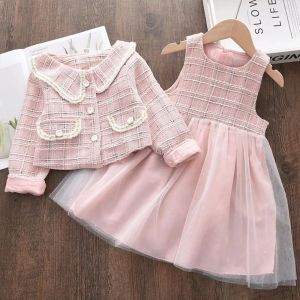 Bear Leader Baby Girls Princess Dress with Coat Autumn And Winter Party Kids Clothing Elegant Girl Outfit Children Clothing 2pcs2026