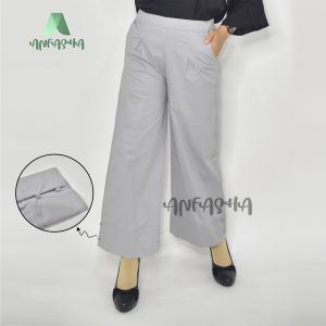 HANNA 2IN 1 STRET / Celana Panjang Wanita Kulot Bahan Katun STRET - Fashion Muslim Mode by Toko Anfasha - Premium Basic Pants (Ori) - All Size - Katun Stretch (EXPORT)