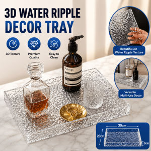Clear Ripple Acrylic Tray Luxury Decorative Organizer for Bathroom Vanity Kitchen Counter Top