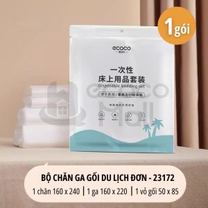 Bọc chăn ga gối du lịch ECOCO dùng 1 lần thế hệ mới chất liệu cotton tự nhiên kháng khuẩn an toàn cho da 23172