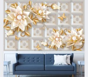 CUSTOM WALLPAPER BUNGA UKIR 3D - WALLPAPER DINDING TERMURAH BUNGA 3D - WALLPAPER BUNGA UNTUK KAMAR