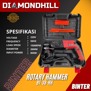 MESIN BOR PALU POWER TOOLS BOBOK BETON BT-38-RH - BINTER / ROTARY JACK HAMMER DRILL 26MM