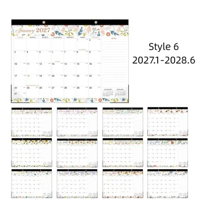 VELLICHORM 2027 Wall Calendar Creative with Hanging Hole Floral Wall Calendar Time Tool To Do List English Calendar Home Decoration