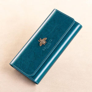 BANYANU Birthday Gifts Ladies Vintage Cow Genuine Leather Purse Travel Large Capacity Anti RFID Card Bag Long Wallet for Women Red Blue Black Color