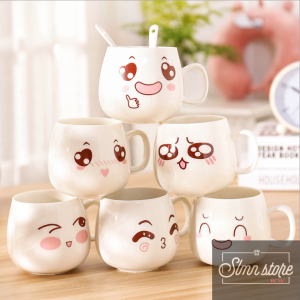 [Chọn hình] 01 Ly cốc sứ có nắp hình biểu cảm siêu dễ thương. LDD1-HK062