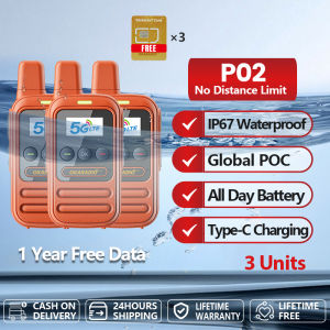 OKARADIO P02 Professional 4G LTE POC Radio with FREE SIM Card IP67 Waterproof Submersible Two Way Walkie Talkie Unlimited Range Global Talk No Monthly Fee Long Standby For Outdoor Adventures Hiking Camping Travel