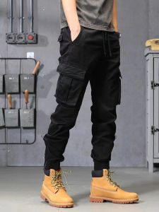 Cargo Pantsfor Men Casual Jogger Elastic Waist Drawstring 6 Pockets Streetwear Hip Hop Style