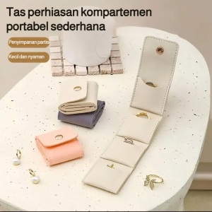 Tas Penyimpanan Kompartemen Mewah Berbahan Kulit Microfiber Tas Penyimpanan Perhiasan Lipat Untuk Perhiasan Barang Bagus Organizer Perhiasan Ritsleting