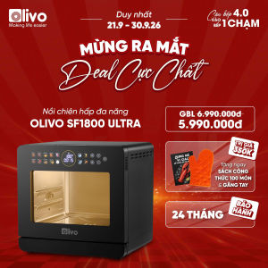Nồi Chiên Hấp Đa Năng OLIVO SF1800 ULTRA - Dung Tích 18L - Công Nghệ Hấp GreenSteam/Chiên Eco Fry 100 Chế Độ Cài Sẵn Đột Phá Chiên Hấp Đa Giai Đoạn Màu Titanium Bảng Điều Khiển OLED Cao Cấp