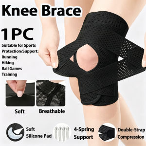 Knee Brace Support for Women & Men 3-Protection Adjustable Knee Brace Support Orthopedic Arthritis Knee Support Brace Immobilizer Breathable Compression Knee Support with Side Stabilizers for Knee Pain Basketball Stretch Running Hiking Ball Games Training
