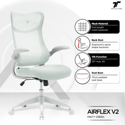 TT AIRFLEX V2 Ergochair Mesh Office Chair Ergonomic Chair Kerusi Pejabat Ofis Study Chair - 2 Years Official Warranty