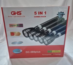 GHS DC-580plus 5 in 1 Rechargeable LED Flashlight Combo Pack – 6000mAh High Power Torch