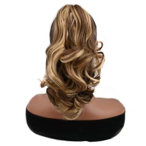 JON09 Horse Tail Claw Clip Ponytail Wig Synthetic Ombre Ponytail Extension Hair Accessories Hair Extensions Short Curly Wavy Hairpiece Women