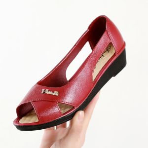 [Free Shipping] 2026 New Anti-Slip Sandals For Middle-Aged And Elderly Women Summer Outdoor Soft-Soled Wedge Heel Thick-Soled Fish-Mouth Sandals