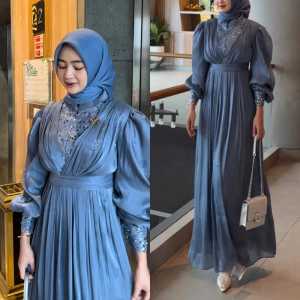 BISA COD - BEST SELLER Adelia Dress Bahan Shimmer Premium / Gamis Wanita Terbaru Lebaran / Gamis Kondangan Wanita / Dress Muslim Pesta / Fashion Wanita Muslim