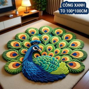 Thảm Lau Chân Thảm Chùi Chân Hình Con Công 3d Thiết Kế Trang Trọng Chất Liệu Mịn Màng Êm Ái Chân