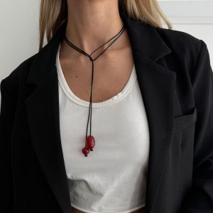 TANTUANG Plastic/Resin Beaded Tassel Long Necklace Fashion Jewelry Adjustable Sweater Chain Versatile Minimalist Neck Chain Women Jewelry