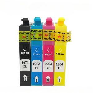 Compatible T1971 T1962 T1963 T1964 Ink Cartridges Replacement for Epson Expression XP‑101 XP‑201 XP‑211 XP‑204 XP‑401 Printers 4‑Color Set BK/C/M/Y Black 17ML C/M/Y 16.5ML Each