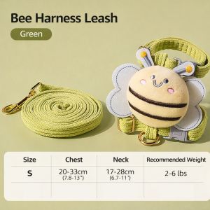 SHIRUI Cartoon Bee Cat Harness Portable Breast Back Harness Leash Set Pet Supplies Adjustable Dog Harness Pet Walking