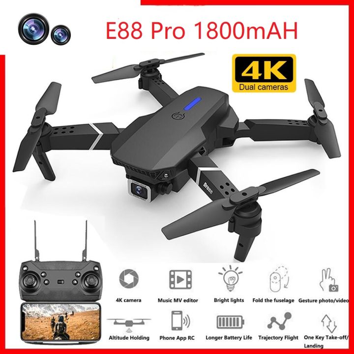 E88 Pro Drone 4K Dual Camera Lipat Helikopter Wifi HD FPV Tas