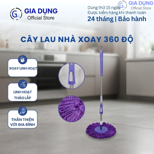 Cây Lau Nhà Xoay 360 Độ Cán Dài Mâm Nhựa Tặng Kèm Bông Lau Thấm Hút Tốt Dễ Dàng Vệ Sinh