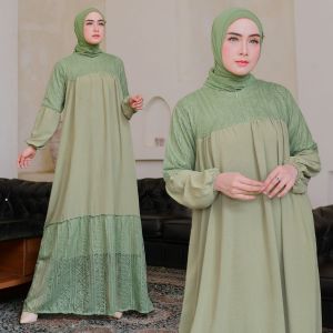 . K-FASHION Gamis Wanita Muslim Jumbo Terbaru Kekinian Viral Baju Dewasa Terlaris Mewah MOdel Terbaru Brukat Cringkle Malika