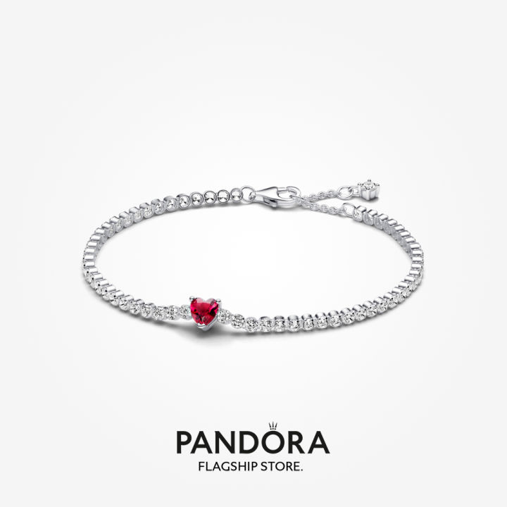 Pandora Red Sparkling Heart Tennis Bracelet Lazada Lazada