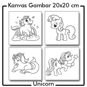 Kanvas Lukis Menggambar Anak Unicorn Ukuran 20x20 cm