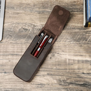Luxury Genuine Leather 3 Slots Pen Case With Removable Pen Tray Holder Pencil Case Office School Supplies Pouch Creative Gift2026