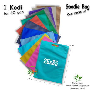 1 Kodian isi 20 pcs Tas Kain Spunbond Goodie Bag Oval Polos Ukuran 20x26 25x35 & 30x40 Untuk Shopping  / Kantong Belanja Lipat  ToteTile Hampers Souvenir Snack Ultah / Ulang Tahun / Paper Pernikahan / Wedding Go green Ramah Lingkungan Murah