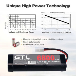 123 NEW/ /GTL 6800mah 7.2V NiMH Replacement RC recharge Tamiya Discharge Connector for RC Toys Racing Cars Boat Aircraft.