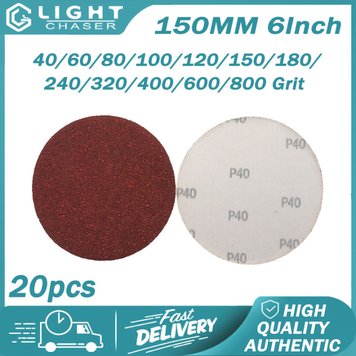 COD 20pcs 6 Inch 150mm Self Adhesive Sanding Discs Red Aluminum Oxide