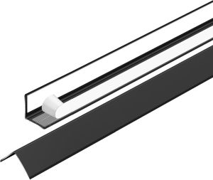 Black Aluminum Wall Corner Protector Easy to Install Self Adhesive Walls Edge Protector for Furniture Corner & Edge Safety Furniture Corner & Edge Safety Bumpers Length 16in Width 0.4in 2Pack