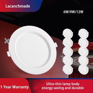 Ultra-slim LED Pin Light with Integrated Driver Available in 12W 9W 6W and 3W Options - Round and Square downlight Panel Lamp Designs for Recessed Ceiling Installation Ideal for Energy-efficient Lighting in Living Rooms Bedrooms Kitchens and Retai