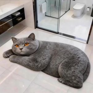 MILDGLOW 40×60CM 50×80CM 3D Cat Floor Mat Diatomaceous Earth Realistic Bedroom Door Rug Cute Non-slip Bathroom Carpet Home Decor