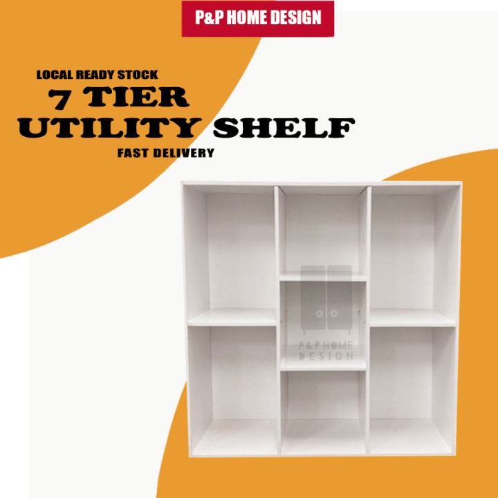 [READY STOCK] 7 Tier Wooden Multipurpose Rack Book Shelf Rak Buku ...