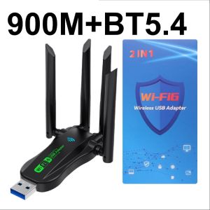 Plug and Play WiFi6 Wireless Network Card Bluetooth 5.4 USB WIFI Adapter 4Antennas 2.4Gand5.8G Wireless Receiver