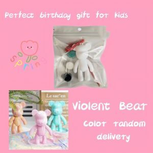 DIY Fluid Bear Keychain Fluid Trend Bear Colored Bear Pigment Animal Handmade Set Plaster Doll