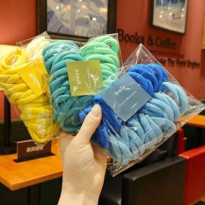 50pcs High Elastic Stretch Rubber Hair Tie Gradient Color Nylon Hair Bands Simple HairRope