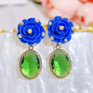 SEQUITO Elegant Women Prom Ear Accessories Pave Setting AAA Cubic Zirconia Long Pendant Yelllow Flower Shape with Pearl Drop Earrings SE956