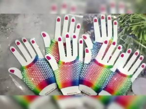 SARUNG TANGAN JALA JARING PENDEK HALF / SARUNG TANGAN FISHNET RAINBOW / SARUNG TANGAN FASHION / SARUNG TANGAN PENARI / SARUNG TANGAN WARNA-WARNI PELANGI / RAINBOW GLOVES | STP-8741